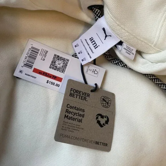 NWT PUMA x AMI Hoodie, Marshmallow, Size:XS - Picture 6 of 9